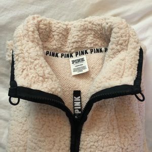 Pink quarter zip sherpa